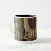 Oude Kerk、デルフト、c.1660-70のインテリア ツートーンマグカップ (正面左)