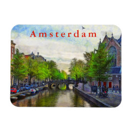 Oudekerkの近くの運河の眺め。 マグネット