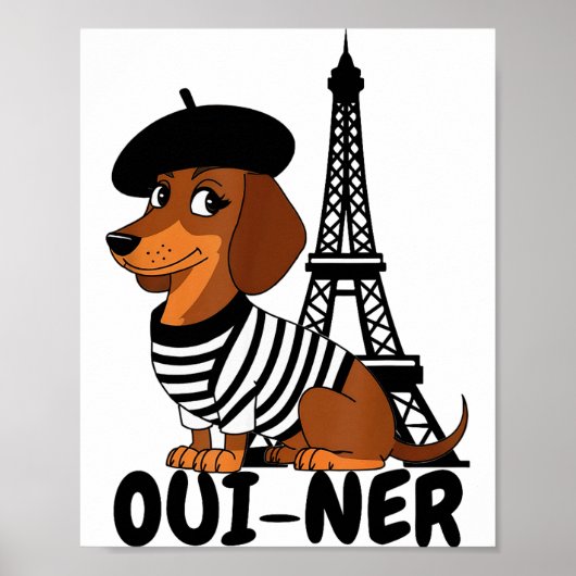 Oui-ner Dog Funny Dachshund Wiener Sausage Ween Do ポスター (正面)