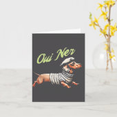 Oui Ner Funny Dachshund Wiener Dog French Humor  カード (黄色い花)
