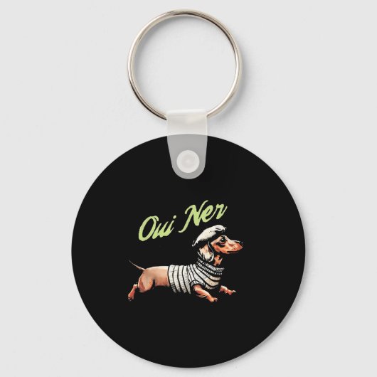 Oui Ner Funny Dachshund Wiener Dog French Humor キーホルダー (正面)