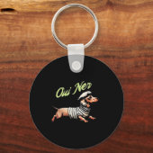 Oui Ner Funny Dachshund Wiener Dog French Humor キーホルダー (正面)