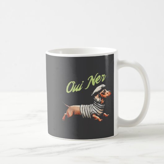 Oui Ner Funny Dachshund Wiener Dog French Humor  コーヒーマグカップ (右)