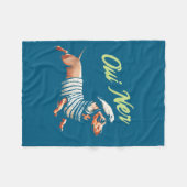 Oui Ner Funny Dachshund Wiener Dog French Humor  フリースブランケット (正面(横))