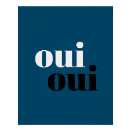 oui oui モダンブルーシンプルなタイポグラフィバスルーム ポスター