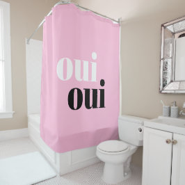 Oui Oui モダン ピンク シンプルなタイポグラフィ シャワーカーテン