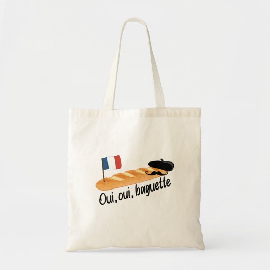 Oui Oui Baguette – 食べおもしろい物 トートバッグ (正面)