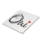 Oui、yesフランスの、ワードアートと赤いハート タイル (側面)