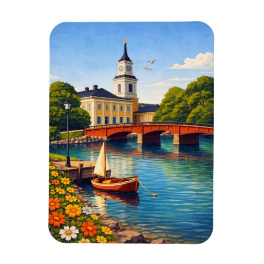 Oulu Finland Fridge Magnet Vintage Travel Art マグネット (縦)