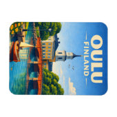 Oulu Finland Fridge Magnet Vintage Travel Art マグネット (横)