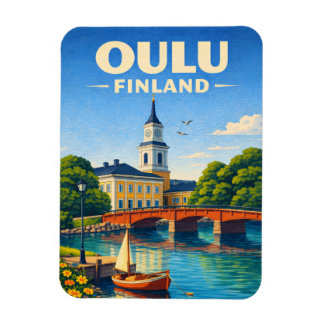 Oulu Finland Fridge Magnet Vintage Travel Art マグネット
