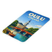 Oulu Finland Fridge Magnet Vintage Travel Art マグネット (左側)