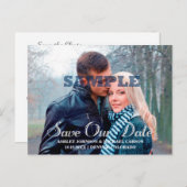 Our 救 Date Silverタイポグラフィ写真結婚 案内ポストカード (正面/裏面)