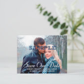 Our 救 Date Silverタイポグラフィ写真結婚 案内ポストカード (スタンド正面)