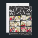 Our 賛美 Year Christmas Photo Collage シーズンカード<br><div class="desc">このシンプル宇宙は12枚の写真のコラージュデザイン機能お気に入りのを備え、年は編集可能！このデザインはZazzleショップの他の色でも利用可能！こ連絡のデザインを写真の数に合わせて変更するかもし、このデザインを製品に適用して一致するアイテムを作成する必要があります。6月2日までにDoodleLuluを見てくれてどうもありがとうバグデザイン!</div>