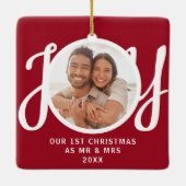 Our 1st Christmas As Mr & Mrs Photo Red Keepsake セラミックオーナメント (裏面)