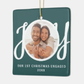 Our 1st Christmas Engaged Photo Green Keepsake セラミックオーナメント (左)