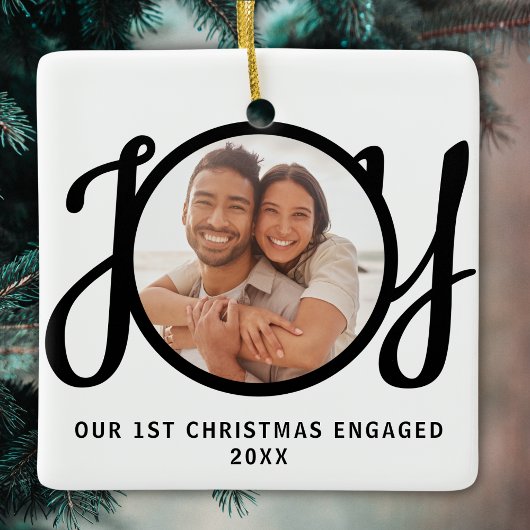 Our 1st Christmas Engaged Photo Keepsake セラミックオーナメント