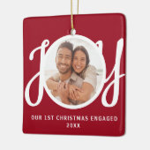 Our 1st Christmas Engaged Photo Red Keepsake セラミックオーナメント (左)