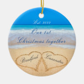 Our 1st Christmas Together. Couples Names in Heart セラミックオーナメント (正面)