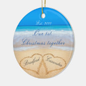 Our 1st Christmas Together. Couples Names in Heart セラミックオーナメント (左)
