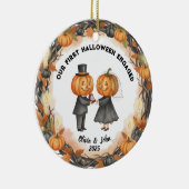 Our 1st Halloween 2025 Pumpkin Wedding with Wreath セラミックオーナメント (右)