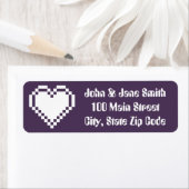 Our 8-Bit Hearts in Purple Return Address ラベル (インサイチュ)