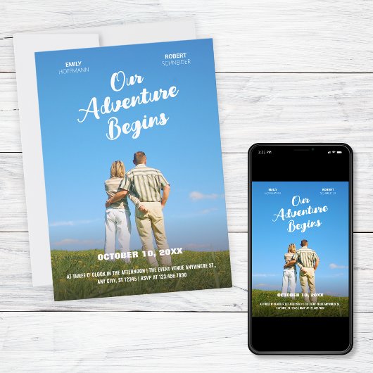 Our Adventure Begins wedding photo movie theme  招待状