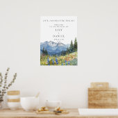 Our Adventure Mountain Floral Wedding Welcome Sign ポスター (キッチン)