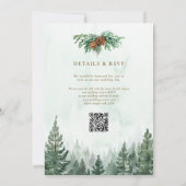 Our Adventure Rustic Pine Forest QR Code Wedding 招待状 (裏面)