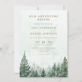 Our Adventure Rustic Pine Tree Forest Wedding 招待状 (正面)