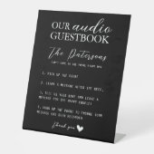 Our Audio Guestbookミニマル白黒 エレガント 台座サイン (正面)