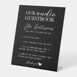 Our Audio Guestbookミニマル白黒 エレガント 台座サイン
