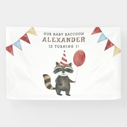 Our Baby Raccoon 1st Birthday  横断幕 (横)