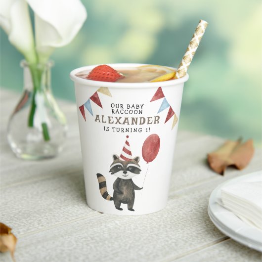 Our Baby Raccoon 1st Birthday  紙コップ (インサイチュ)