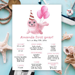 Our Baby Seal First Birthday Milestone Birthday ポスター
