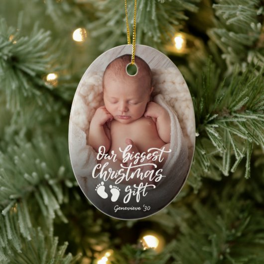 Our Biggest Christmas Gift | Baby Photo セラミックオーナメント (ツリー)