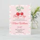 Our Cherry on Top Baby Shower Invitation 招待状 (スタンド正面)