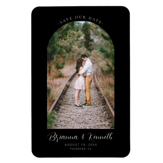 Our Date救 Black and White with Arch Photo マグネット (縦)