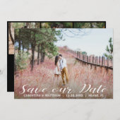 OUR DATE 救結婚の4枚の写真コラージュ黒 セーブザデート (正面/裏面)