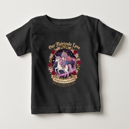 Our Fairytale Love Baby Unicorn Graphic Tee ベビーTシャツ (正面)
