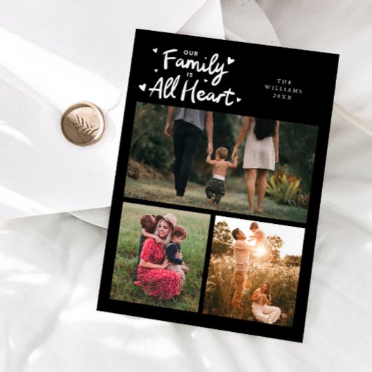 Our Family Is All Heart Black Valentines Day Photo シーズンカード