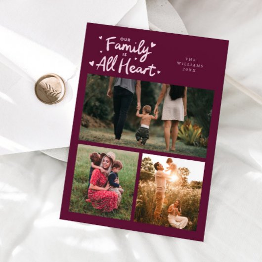 Our Family Is All Heart Cranberry Valentines Photo シーズンカード