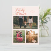 Our Family Is All Heart Peach Valentines Day Photo シーズンカード (スタンド正面)