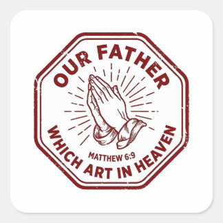 Our Father Lord's Prayer Matthew 6:9 Red Stamp スクエアシール