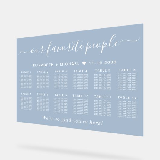 Our Favorite People 12 Table Wedding Seating アクリルサイン (傾斜)