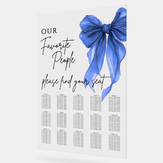 Our Favorite People Bow Wedding Seating Chart アクリルサイン (傾斜)