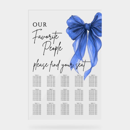 Our Favorite People Bow Wedding Seating Chart アクリルサイン (正面)