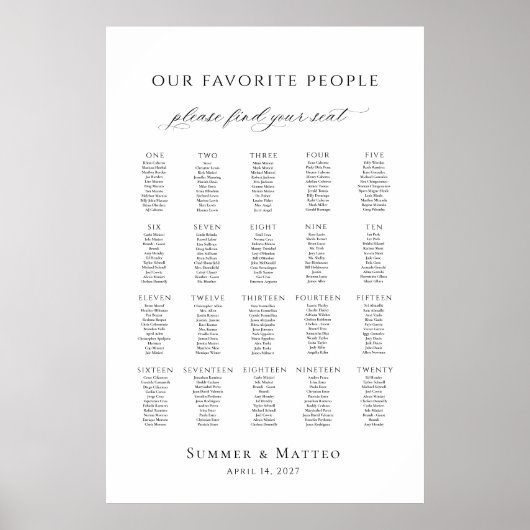 Our favorite people up to 20 tables seating plan ポスター (正面)