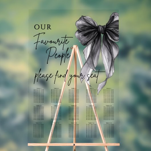 Our Favourite People Bow Wedding Seating Chart アクリルサイン (ニュートラル)